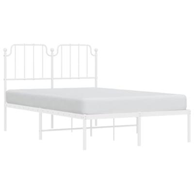 Bedframe met hoofdbord metaal wit 120x200 cm