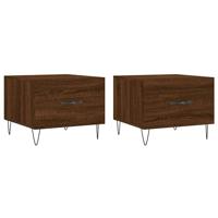 Salontafels 2 st 50x50x40 cm bewerkt hout bruin eikenkleur - thumbnail
