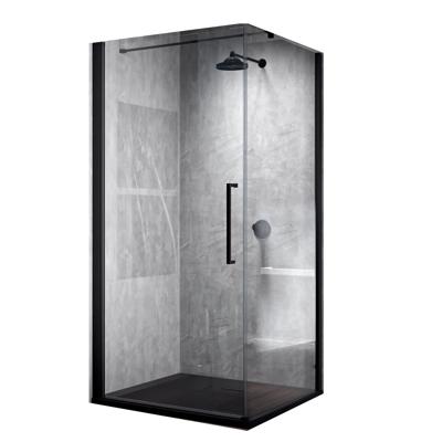 Douchecabine Novellini Young G+F met Draaideur Helder Glas 75x200 cm Mat Zwart Profiel