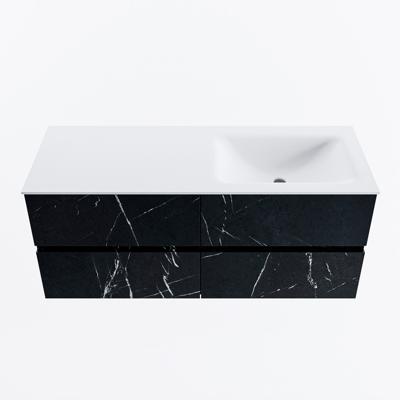 MONDIAZ VICA 120cm badmeubel onderkast Marquina 4 lades. Wastafel CLOUD rechts 1 kraangat, kleur Talc.