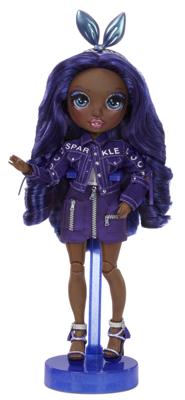 Rainbow High Krystal Bailey – indigo (donkerblauw-paarse) modepop met 2 complete mix & match-outfits en accessoires