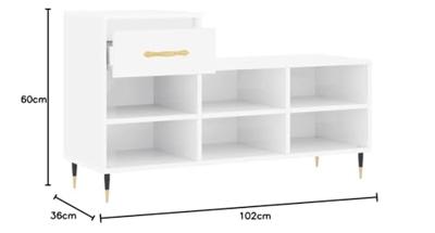 VidaXL Schoenenkast 102x36x60 cm bewerkt hout hoogglans wit