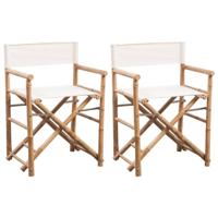 VidaXL Regisseursstoelen 2 st inklapbaar bamboe en canvas - thumbnail
