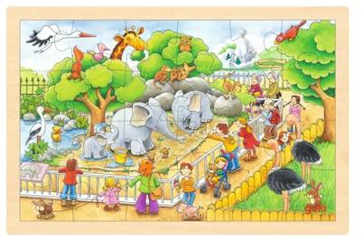 Goki houten legpuzzel bezoek aan de dierentuin, 24st.