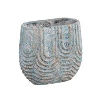 PTMD bloempot rexin ovaal grijs s 20 cm | 8 stuks - thumbnail