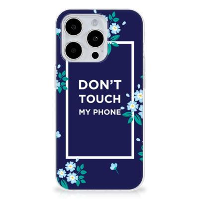 iPhone 15 Pro Max Silicone-hoesje Flowers Blue DTMP iPhone 15 Pro Max Silicone-hoesje Flowers Blue DTMP