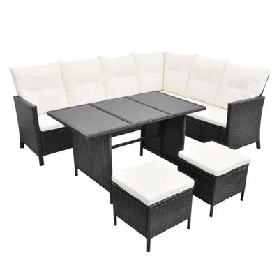 vidaXL 4-delige Loungeset met kussens poly rattan zwart vidaXL 4-delige Loungeset met kussens poly rattan zwart
