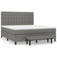 Boxspring met matras stof donkergrijs 180x200 cm - thumbnail