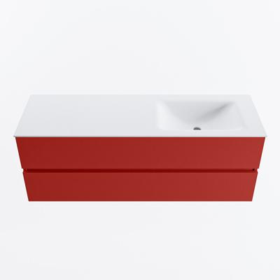 MONDIAZ VICA 140cm badmeubel onderkast Fire 2 lades. Wastafel CLOUD rechts 1 kraangat, kleur Talc.