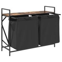 Wasmand 2 vakken met plank gerookt eikenkleurig - thumbnail