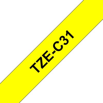 Labeltape signaalkleur Brother TZe, TZ TZe-C31 PET Tapekleur: Signaalgeel Tekstkleur:Zwart 12 mm 5 m