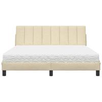 Bed met matras "Hanko" stof crèmekleurig 160x200 cm - thumbnail