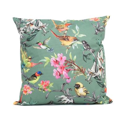 Anna's Collection buitenkussen vogels 45x45cm groen