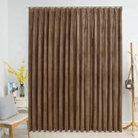 VidaXL Gordijn verduisterend met haken 290x245 cm fluweel beige - thumbnail