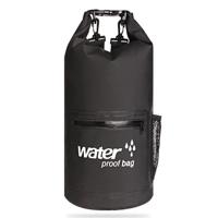 Outdoor waterdichte droge dubbele schouderband tas droge zak PVC vat tas capaciteit: 20L (zwart) - thumbnail