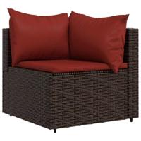 3-delige Loungeset met kussens poly rattan bruin - thumbnail