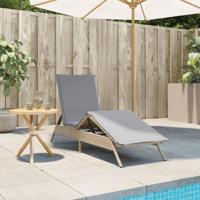 Ligbed met kussen poly rattan beige - thumbnail