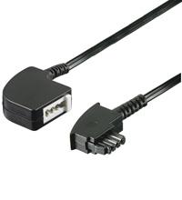 Goobay 50242 TAE-F verlenging 4-polig, TAE-F-stekker voor TAE-F-aansluiting, 3 m ronde kabel; zwart