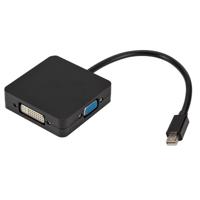3 in 1 mini DP male naar HDMI + VGA + DVI female vierkante adapter kabel lengte: 18cm (zwart) - thumbnail