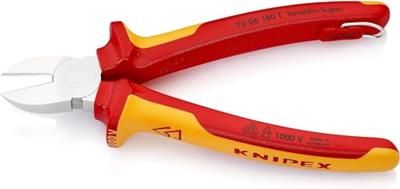 Knipex Zijsnijtang | 180 mm Lengte | Geïsoleerd | Meercomponenten-Omhullingen | VDE-Goedgekeurd | Geïntegreerde Bescherming - 70 06 180 T Knipex Zijsnijtang | 180 mm Lengte | Geïsoleerd | Meercomponenten-Omhullingen | VDE-Goedgekeurd | Geïntegreerde Bescherming - 70 06 180 T