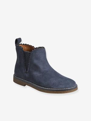 Leren meisjeslaarzen marineblauw