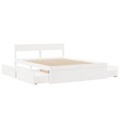 Bedframe zonder matras massief grenenhout wit 150x200 cm Bedframe zonder matras massief grenenhout wit 150x200 cm