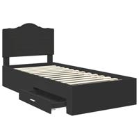 Bedframe met hoofdeinde met lade Zwart 75 x 190 cm Bewerkt hout - thumbnail