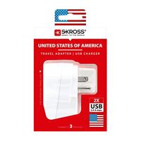SKROSS | 1.500281 | Europe to USA USB | Reisadapter Europa naar VS, 2 USB 5V/2.4 A - Voltage en Power 100V - 1500 W/250 V - 3750 W - Bescherming tegen elektrische schokken - thumbnail