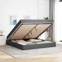 Bedframe met opslag Donkergrijs 180 x 200 cm Stof - thumbnail