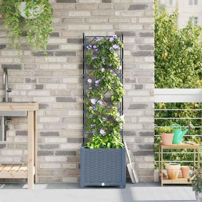 VidaXL Tuin bloempot licht grijs 40 x 40 x 143 cm staal