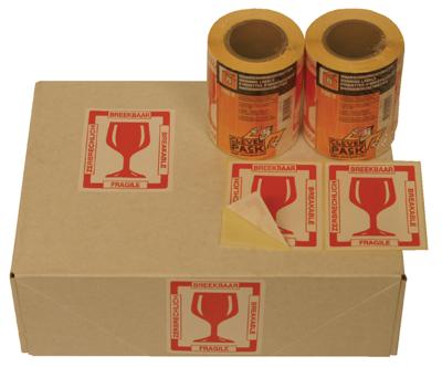 Cleverpack etiketten breekbaar, pak van 250 stuks