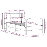 Bed met boekenkast zonder matras grenenhout wasbruin 100x200 cm - thumbnail