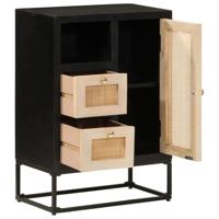 Dressoir 55x30x76 cm massief mangohout en ijzer zwart - thumbnail