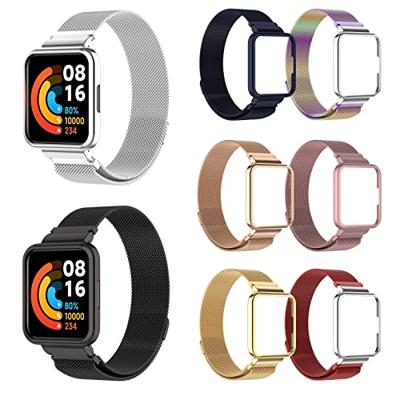 Milanese bandje met case - Rood - Xiaomi Redmi Watch 2 (Lite)