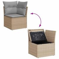 Tuinbankenset met kussen 7 pcs Beige en Licht Grijs poly rattan - thumbnail