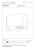Lucide ZORA-LED - Wandspot / Wandlamp Binnen/Buiten - LED Dimb. - GU10 - 1x5W 3000K - IP44 - Zwart - thumbnail