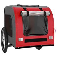 Hondenfietstrailer oxford stof en ijzer rood en grijs - thumbnail