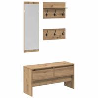 Halmeubelset 4 pcs Zwart eiken 90 x 31 x 46.5 cm Bewerkt hout - thumbnail