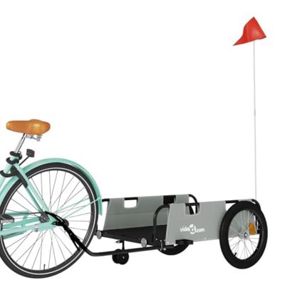 VidaXL Fietstrailer oxford stof en ijzer grijs en zwart VidaXL Fietstrailer oxford stof en ijzer grijs en zwart
