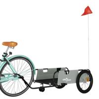 VidaXL Fietstrailer oxford stof en ijzer grijs en zwart - thumbnail