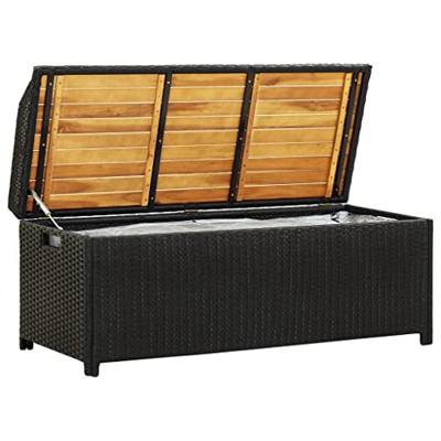 Tuinopbergbank 120 cm poly rattan zwart Tuinopbergbank 120 cm poly rattan zwart