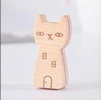 5 PCS Cute Animal Wooden Information Folder Photo Clip Product Display Board Base Notes Message Memo Clip(Cat) - thumbnail