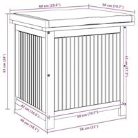 Kussenbox voor buiten 60x50x61 cm massief acaciahout - thumbnail