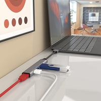 AISENS - A106-0540 - USB 3.0 HUB aluminium, type A/M-4xType A/H, grijs, 10 cm - thumbnail
