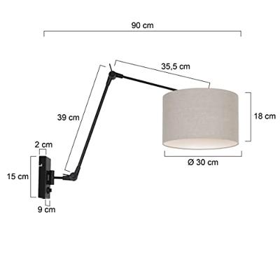 Steinhauer Wand LeeslampPrestige Chic zwart met 30cm taupe lampenkap - 8119ZW