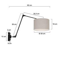 Steinhauer Wandlamp prestige chic 8119 zwart kap grijs linnen - thumbnail