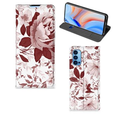 Bookcase OPPO Reno4 Pro 5G Watercolor Flowers Bookcase OPPO Reno4 Pro 5G Watercolor Flowers