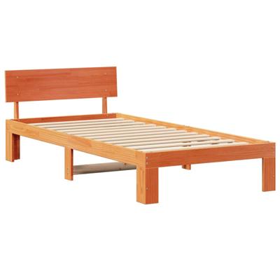 Bedframe met hoofdeinde Wasbruin 90 x 200 cm Massief grenenhout Bedframe met hoofdeinde Wasbruin 90 x 200 cm Massief grenenhout