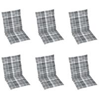 VidaXL Tuinstoelkussens 6 st 100x50x3 cm oxford stof ruitpatroon grijs - thumbnail