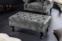 Design kruk CHESTERFIELD 80cm grijs fluwelen knoopstiksel klinknagelrand - 43521 - thumbnail